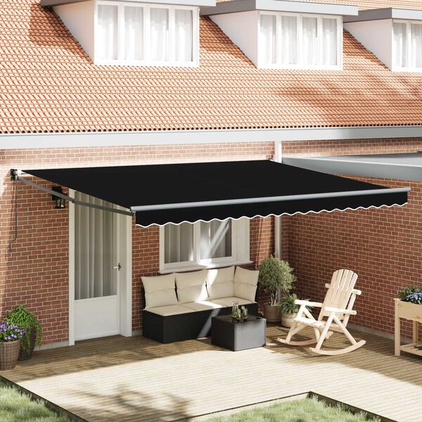 vidaXL Toldo Retr&aacute;ctil Manual Negro 450 x 300 cm Poli&eacute;ster y metal