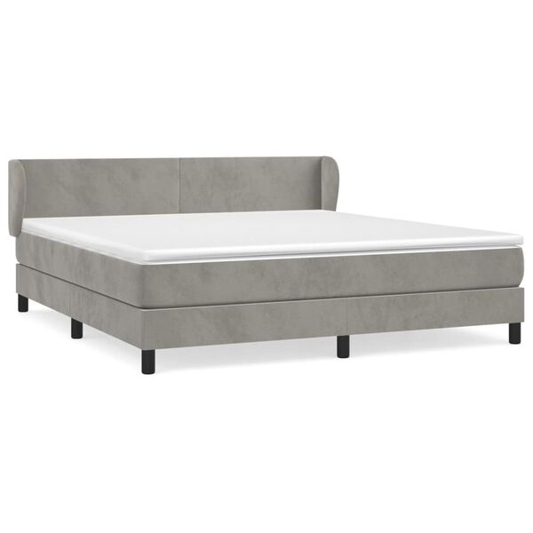 vidaXL Cama box spring con colch&oacute;n terciopelo gris claro 160x200 cm