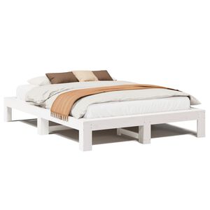 vidaXL Estructura de cama sin colch&oacute;n madera de pino blanca 140x200 cm