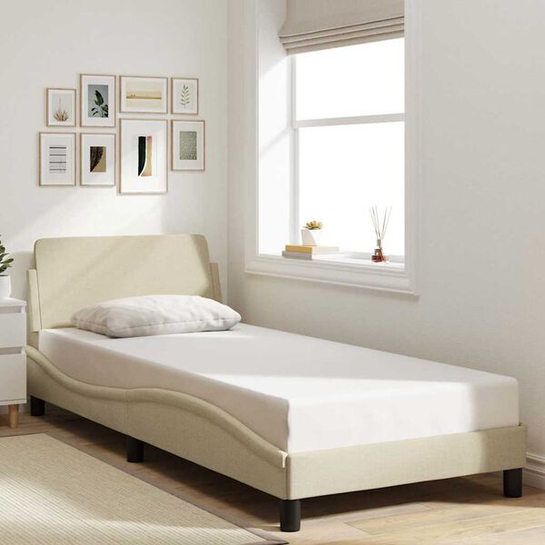 vidaXL Estructura de cama con cabecero Dover tela crema 80x200cm
