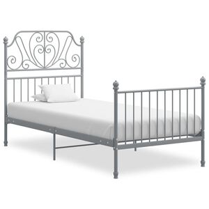 vidaXL Estructura de cama sin colch&oacute;n metal gris 90x200 cm