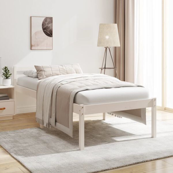 vidaXL Cama para personas mayores madera maciza pino blanca 90x200 cm