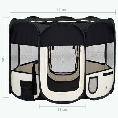 vidaXL Parque de perros plegable bolsa de transporte negro 90x90x58 cm