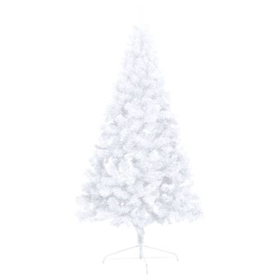 vidaXL Medio árbol de Navidad con luces y soporte blanco 180 cm