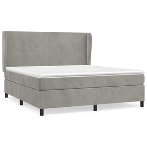vidaXL Cama box spring con colch&oacute;n terciopelo gris claro 180x200 cm