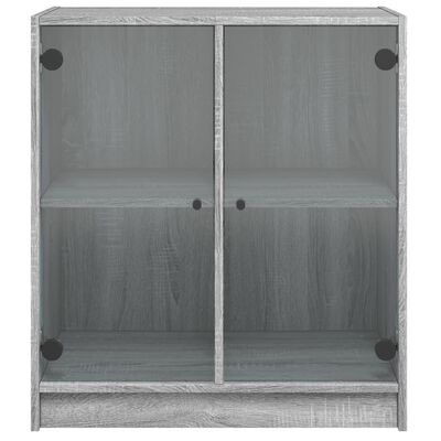 vidaXL Armario auxiliar puertas de vidrio gris Sonoma 68x37x75,5 cm