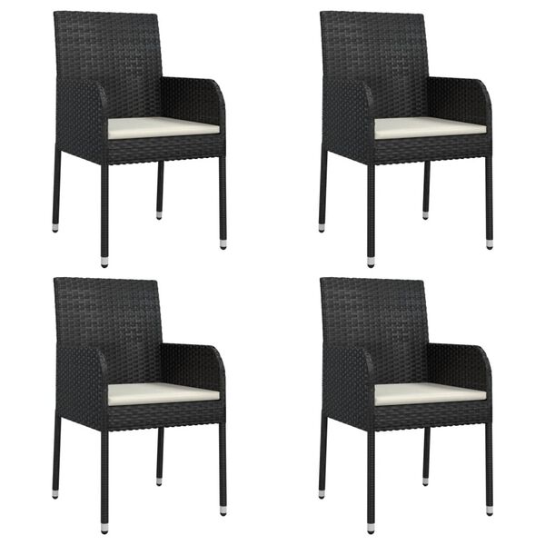 vidaXL Set de muebles jard&iacute;n 5 pzas con cojines rat&aacute;n sint&eacute;tico negro