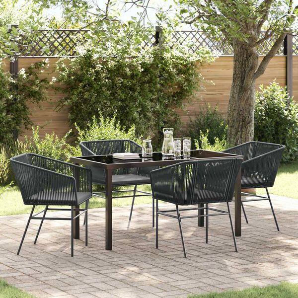 vidaXL Conjunto de Comedor de Jard&iacute;n con coj&iacute;n 5 pcs Negro