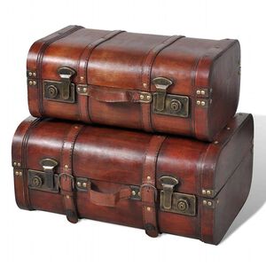 vidaXL Ba&uacute;l cofre de madera vintage marr&oacute;n 2 unidades