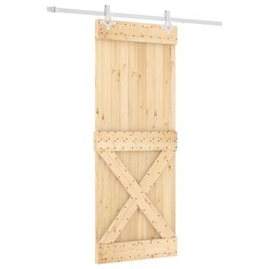 vidaXL Puerta corredera con herrajes madera maciza de pino 80x210 cm