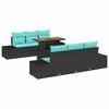 vidaXL Conjunto de sof&aacute; de jard&iacute;n 7 uds. Negro Polirat&aacute;n