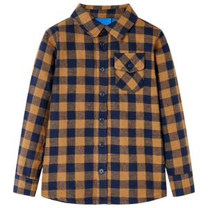 vidaXL Camisa a cuadros infantil co&ntilde;ac y azul 92