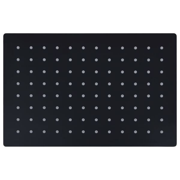 vidaXL Cabezal ducha efecto lluvia acero inox cuadrado negro 30x20 cm