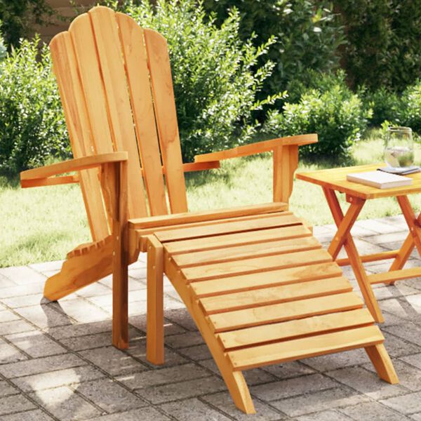 vidaXL Silla de jard&iacute;n Adirondack con reposapi&eacute;s madera maciza teca