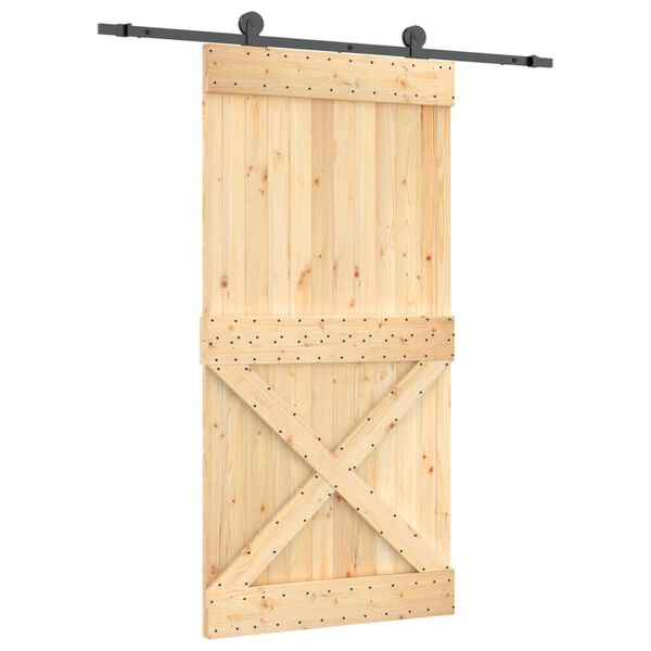 vidaXL Puerta corredera con herrajes madera maciza de pino 100x210 cm