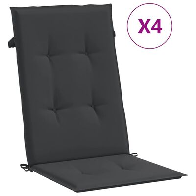 vidaXL Cojín silla de jardín respaldo alto 4 uds tela negro 120x50x3cm