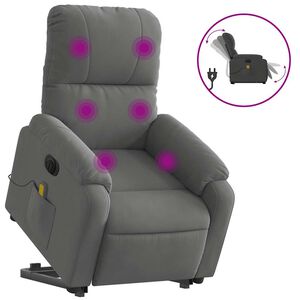 vidaXL Sill&oacute;n masaje el&eacute;ctrico reclinable elevable tela gris oscuro