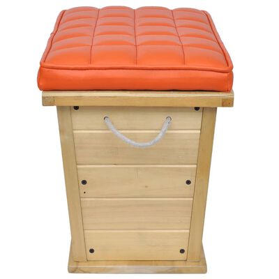 vidaXL Taburete caja de almacenaje marrón asiento acolchado naranja