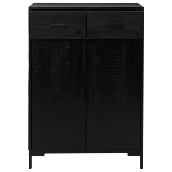 vidaXL Zapatero de madera maciza de pino negro 75x40x110 cm