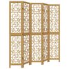 vidaXL Biombo separador de 5 paneles madera maciza paulownia marr&oacute;n