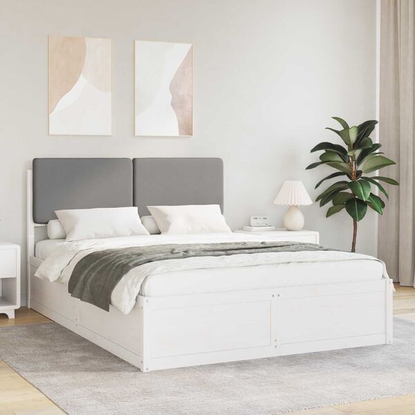 vidaXL Estructura de Cama con Cabecera Tapizada Gris oscuro