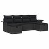 vidaXL Conjunto de sof&aacute; de jard&iacute;n con coj&iacute;n 6 pcs Negro Polirat&aacute;n