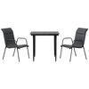 vidaXL Juego de comedor para jard&iacute;n 3 piezas acero y textilene negro