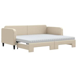 vidaXL Sof&aacute; cama nido con colch&oacute;n tela crema 90x200 cm