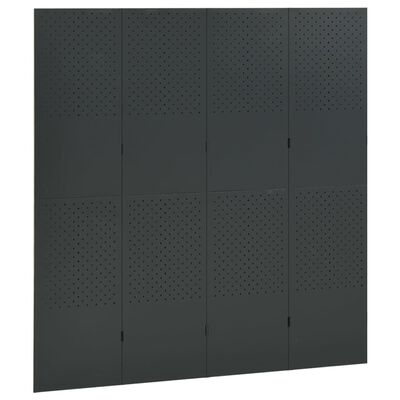 vidaXL Biombos divisores de 4 paneles 2 uds antracita acero 160x180 cm