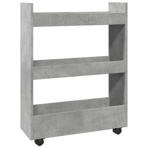 vidaXL Carro de almacenaje estrecho 3 niveles madera gris hormig&oacute;n