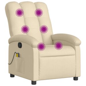 vidaXL Sill&oacute;n de masaje reclinable de tela crema