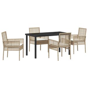 vidaXL Conjunto de Comedor de Jard&iacute;n 5 pcs Beige rat&aacute;n sint&eacute;tico