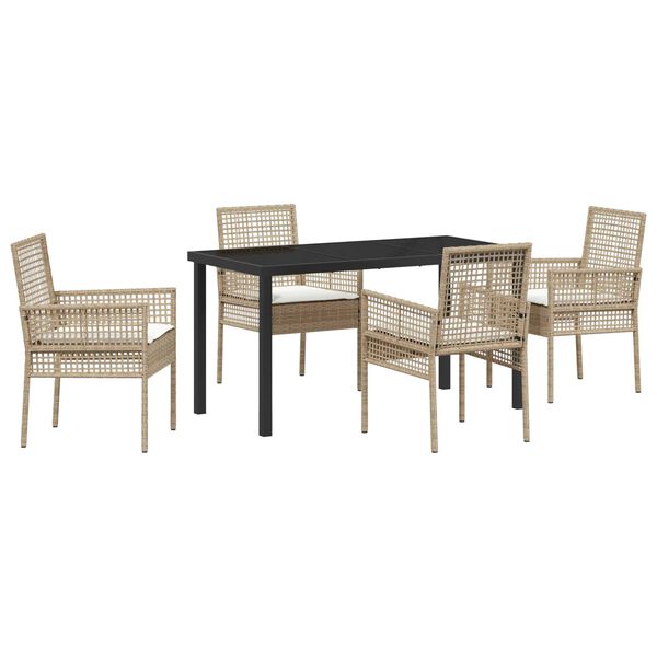 vidaXL Conjunto de Comedor de Jard&iacute;n 5 pcs Beige rat&aacute;n sint&eacute;tico