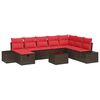 vidaXL Conjunto de sof&aacute; de jard&iacute;n 9 uds. Marr&oacute;n rat&aacute;n sint&eacute;tico