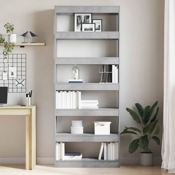 vidaXL Librer&iacute;a Gris Concreto 80 x 30 x 198 cm Madera de ingenier&iacute;a