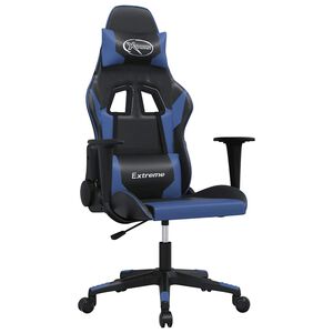 vidaXL Silla gaming de masaje cuero sint&eacute;tico negro y azul