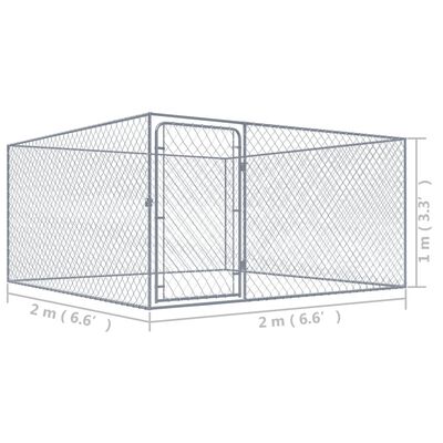 vidaXL Perrera de exterior de acero galvanizado 2x2x1 m