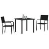 vidaXL Conjunto de Comedor de Jardín 3 pcs Negro ratán sintético