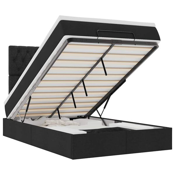 vidaXL Estructura de cama otomana colch&oacute;n tela negro