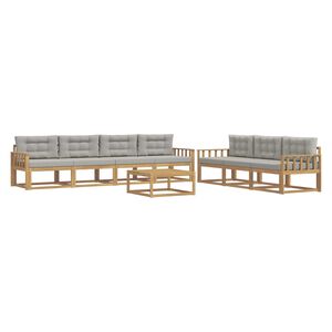 vidaXL Conjunto de sof&aacute;s de exterior 7 uds. Blanco y Gris Claro