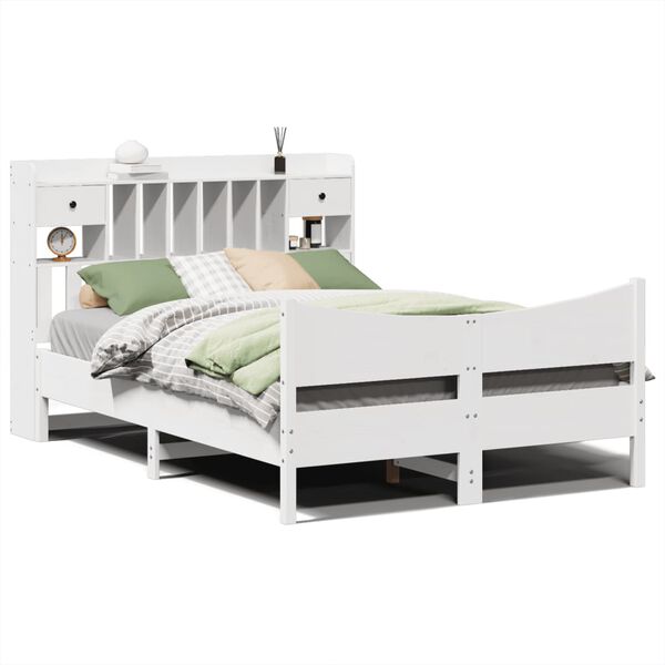 vidaXL Estructura de cama sin colch&oacute;n madera de pino blanca 150x200 cm