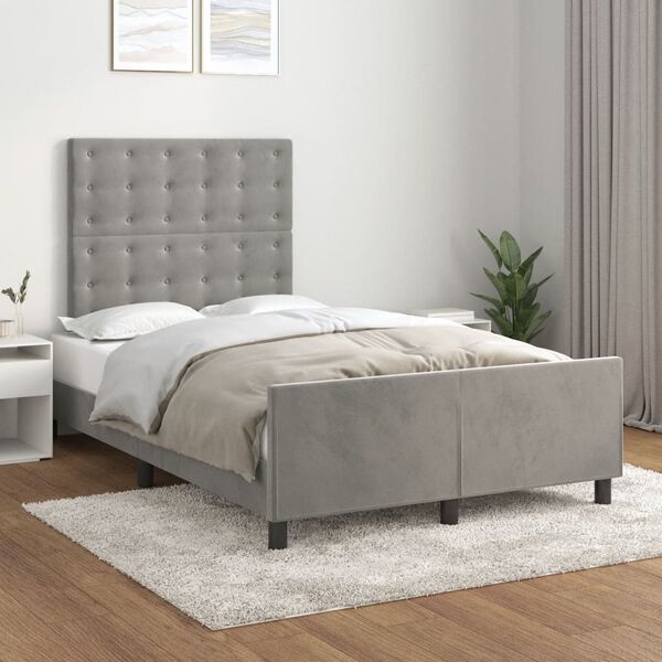 vidaXL Estructura de cama sin colch&oacute;n terciopelo gris claro 120x190 cm