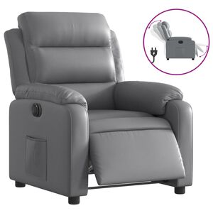 vidaXL Sill&oacute;n reclinable el&eacute;ctrico de cuero sint&eacute;tico gris