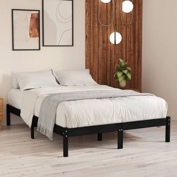 vidaXL Estructura de cama sin colch&oacute;n madera maciza negro 200x200 cm