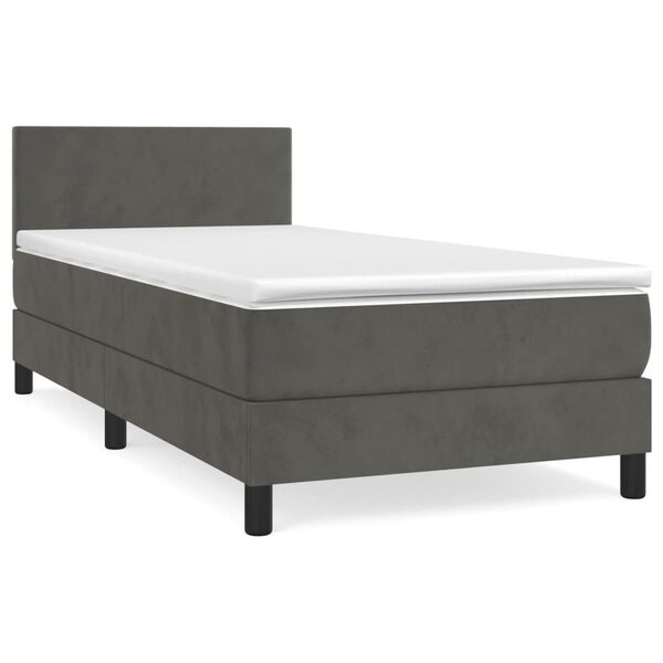 vidaXL Cama box spring con colchón terciopelo gris oscuro 90x190 cm