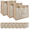 vidaXL Bolsos de yute con bolsillo 10 Natural y Blanco 26 x 22 x 14 cm