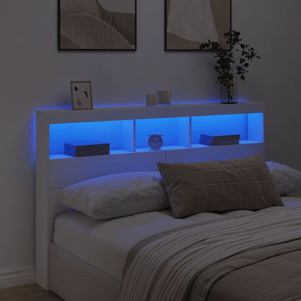 vidaXL Cabecero de cama con LED blanco 160x17x102 cm