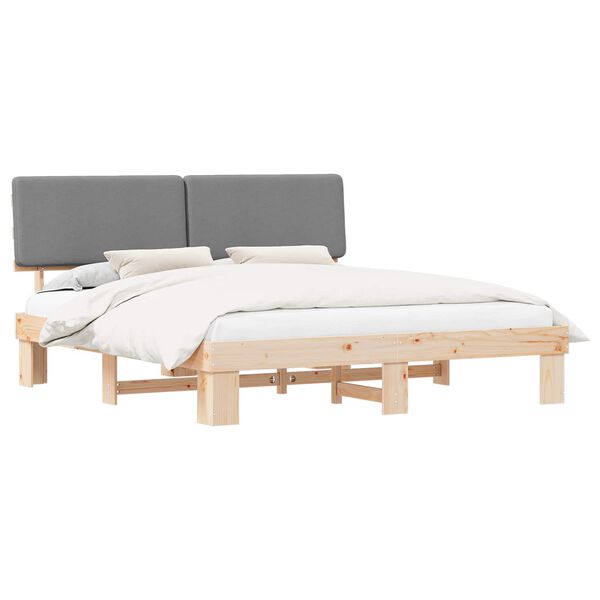vidaXL Estructura de Cama con Cabecera Tapizada Gris Claro