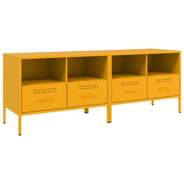 vidaXL Muebles para TV 2 unidades acero amarillo mostaza 68x39x50,5 cm