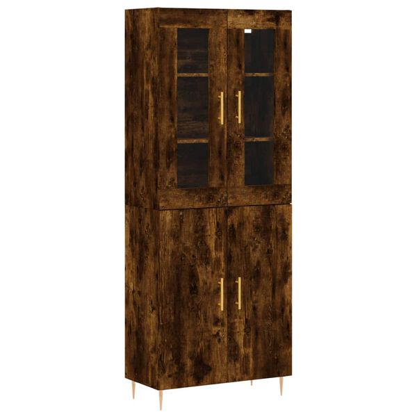 vidaXL Aparador alto madera contrachapada roble ahumado 69,5x34x180 cm